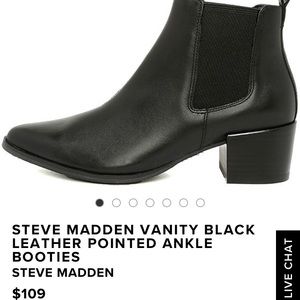 STEVE MADDEN VANITY LEATHER POINTED ANKLE BOOTS